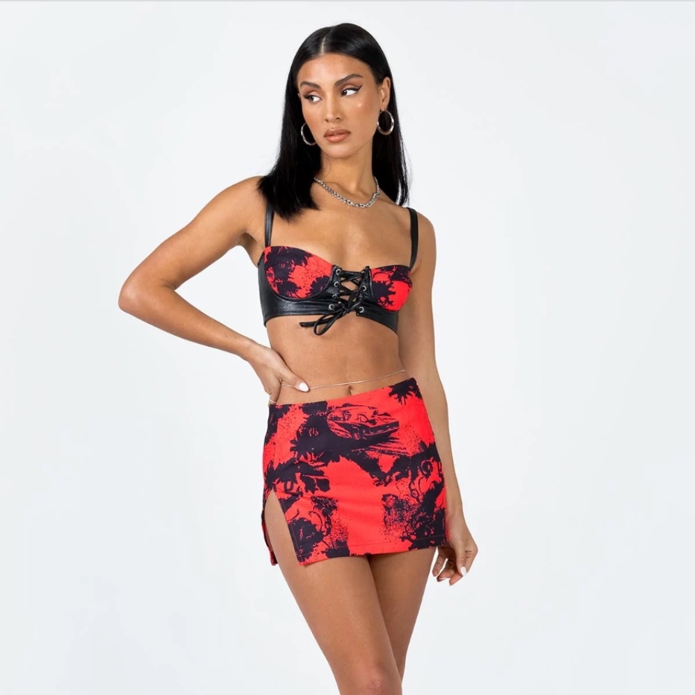 Princess Polly Red and Black Mini Skirt